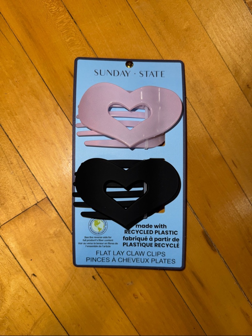 Sunday State Heart-Shaped Flat Lay Claw Clips - Pink & Black